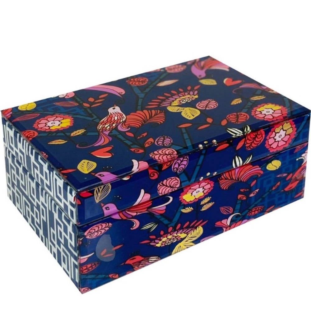 Trina Turk birds & Lattice Mirror Jewelry Box / accessories box